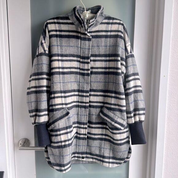 Steve Madden Plaid Oversized Coat - Picture 1 of 5
